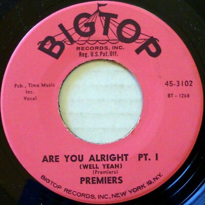 PREMIERS garage rockabilly ARE YOU ALRIGHT Well Yeah BIGTOP Mint Minus JR 2189  