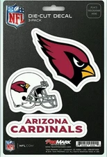 New NFL Arizona Cardinals ProMark Die-Cut Decal Stickers 3-Pack