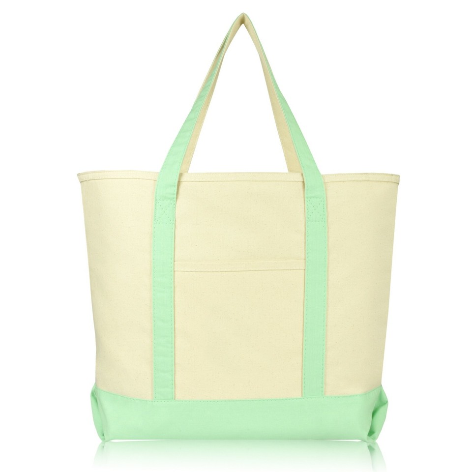 DALIX 22" Heavy Duty Tote Bag With Outer Pocket - 12 Oz Cotton Open Top Tote In Yellow - View #4