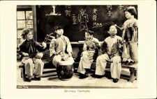 SHIRLEY TEMPLE in Chinese Dress; Film Scene; Asian Children, Blackboard, Playing