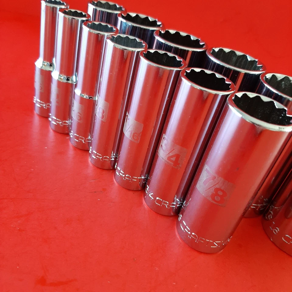 NEW CRAFTSMAN Easy Read 13pc 1/2" Drive Deep 12pt SAE Socket Set 7/16 - 1-3/16" - Image 4 of 4