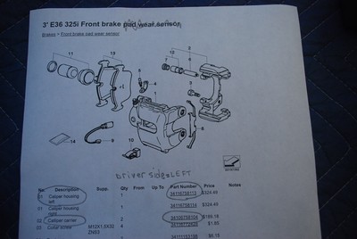 BMW 3-series-E36 front brake CALIPER, Left, 34116758113 w/Carrier 