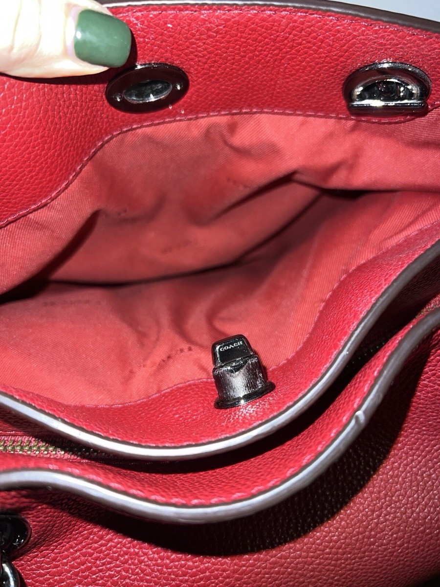 Coach Bag Black Chain Pebbled Leather Tote Handbag Purse