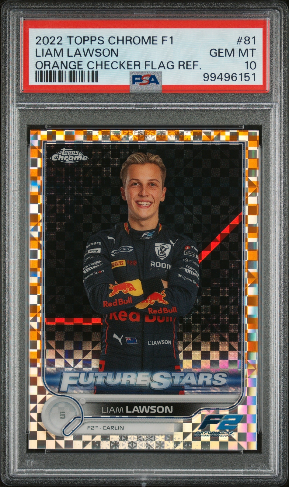 2022 TOPPS CHROME FORMULA 1 #81 LIAM LAWSON 25/25 PSA 10