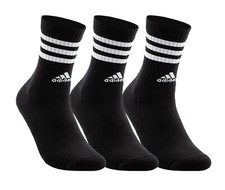 Adidas Men 3-Stripe Crew 3 Pairs Ankle Black Socks 3PP Tennis Casual Sock IC1321