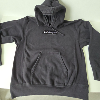 Supreme Arabic Box Logo Hoodie 1997 M USA 421FL Black Cotton
