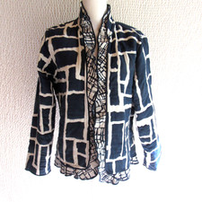 Reversible Designer Jacket L Midnight Blue White Abstract Geometric High End