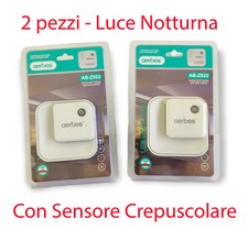 2x Lampade Notte Luce Notturna LED Bianco Casa Sicurezza Bambini Crepuscolare 1w