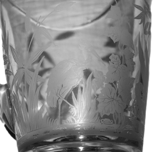 Hobbs Brockunier Etched Flamingo Habitat Water Pitcher EAPG 1880's - Picture 7 of 9