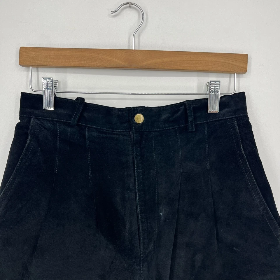 Шорты женские Via Max натуральная кожа подростковые 7 черные винтажные плиссированные бермуды - Изображение 2 из 4