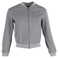 Hugo Boss Full Zip Bomber Jacket In Grey Wool Uk6