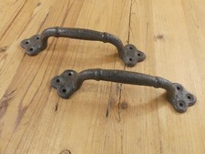 2 Rustic Cast Iron Antique Style Restore Barn Handles Gate Pull Door Handle