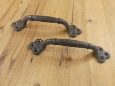2 Rustic Cast Iron Antique Style Restore Barn Handles Gate Pull Door Handle 