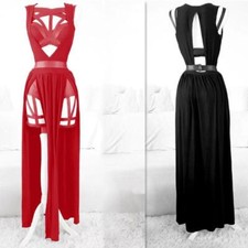 Gothic Bandage Bustier Top and Double Slit Rock Set in Black-