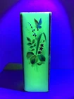 Vintage Milk Glass White Bud Vase Square Bottom Hand Painted Butterfly Floral