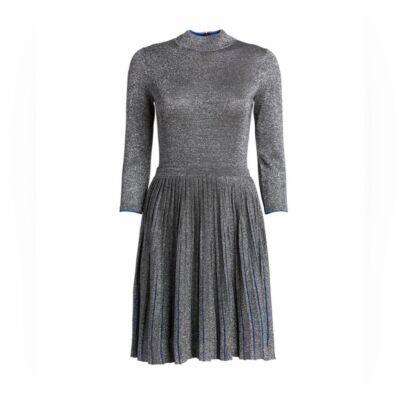 ted baker silver pleated dress Ted Baker Oliven high neck metallic pleated midi