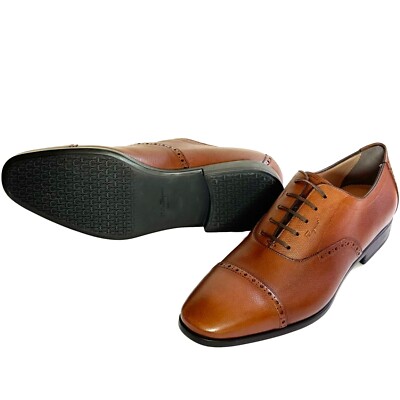 Ferragamo RILEY Leather 9 E 42 Cap Toe Gancini Oxford Men