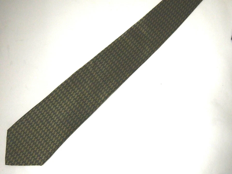 Corbata De Colección Via Europa Para Hombre Verde Oliva Gris Geométrica Seda 59" Foto 2 de 4