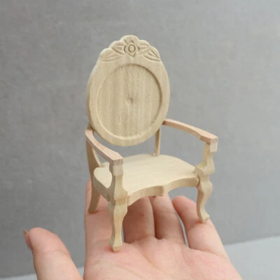 Dolls House Miniatures 1:12 Scale Furniture Plain Vintage Chair Armchair Library - Image 1 of 4