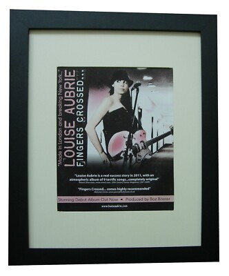LOUISE AUBRIE+FINGERS CROSSED+POSTER+AD+FRAMED+RARE ORIGINAL 2011+WORLD SHIP