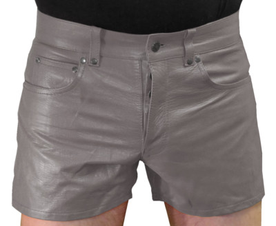 Lederhose kurz LEDERSHORTS Shorts Leder neu grau gelb braun leather shorts Cuir