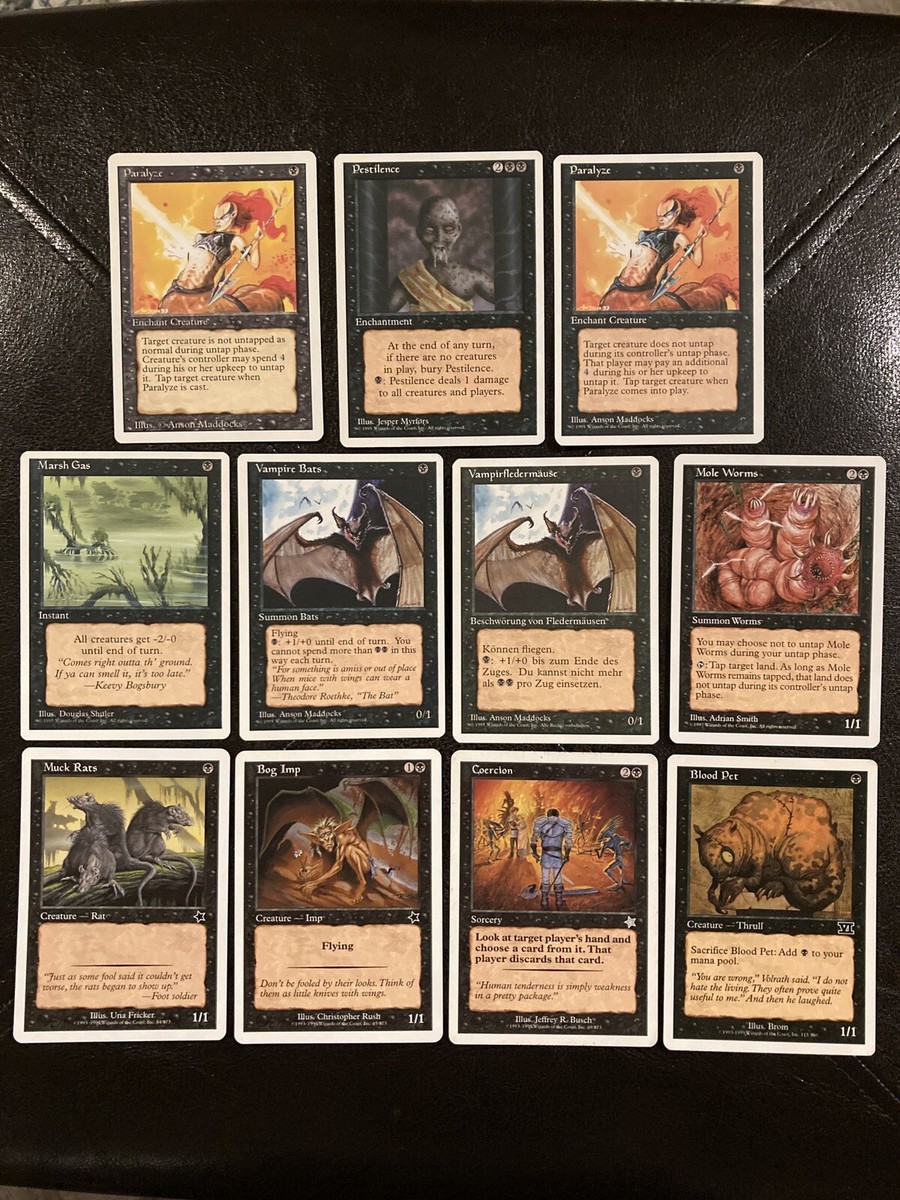mtg cards for sale 11 Magic the Gathering cards (Black, early white border sets)