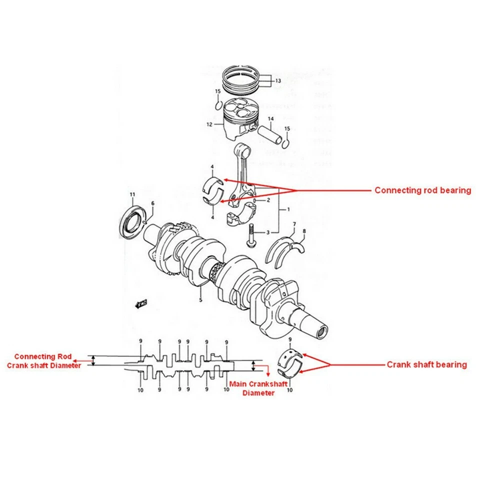 Kit de cojinete principal del cigüeñal de varilla de conexión de 31 mm para 06-18 Yamaha YZF-R6 YZF600R Foto 2 de 2