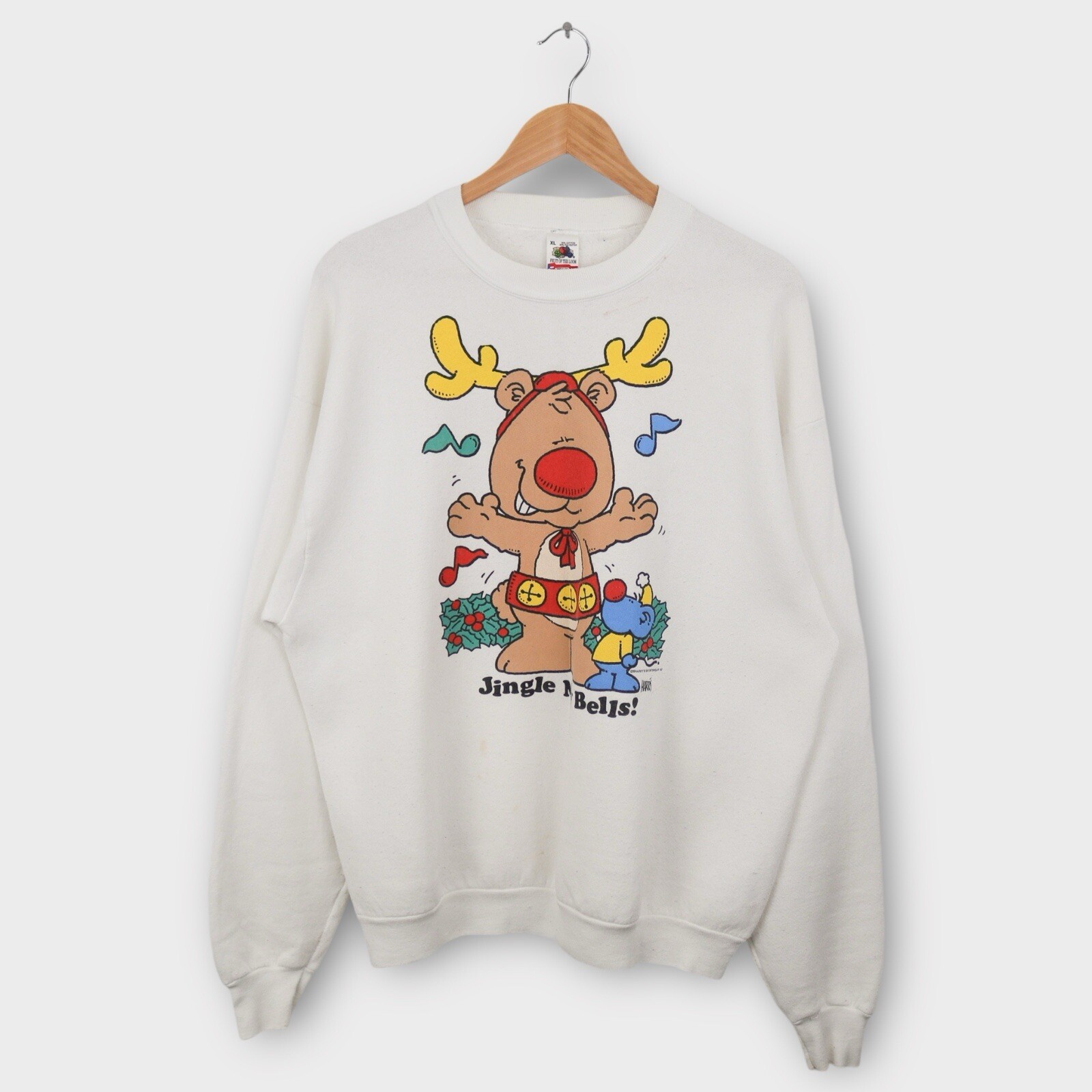 Vintage Christmas Sweatshirt Men’s Size XL Holiday Jingle My Bells Reindeer