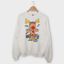 Vintage Christmas Sweatshirt Men s Size XL Holiday Jingle My Bells Reindeer