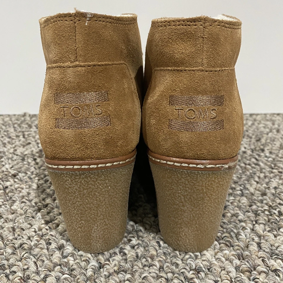 Botines Toms Desert para mujer Botines Cuero Marrón Tacón Bajo Cuña Talla 7.5 Foto 4 de 4