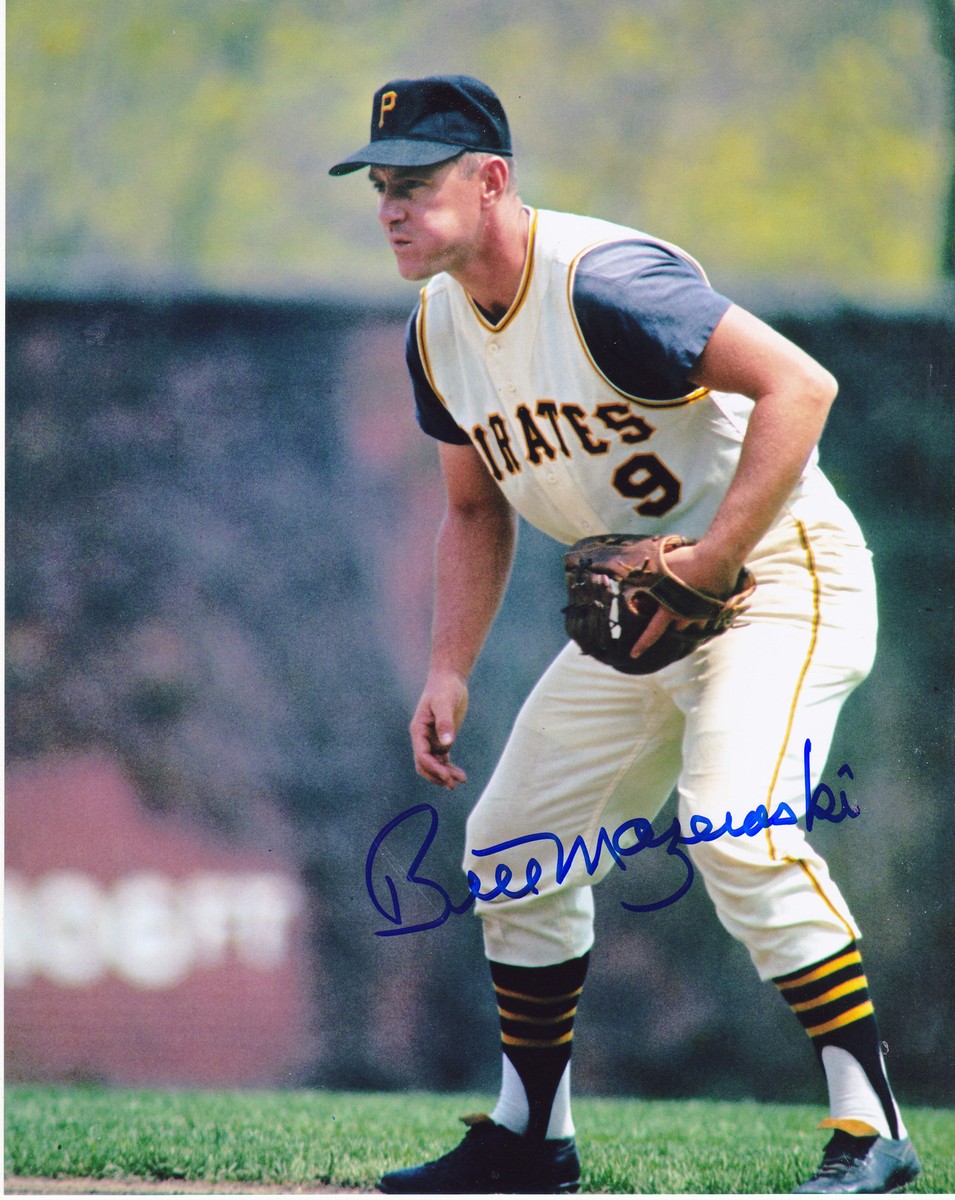 Bill Mazeroski dédicacé en maillot blanc des Pirates de Pittsburgh