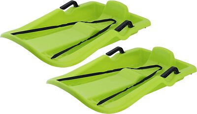 Superio Downhill Snow Sled with Brake Handles for Kids and Adults, 35  Green 2pc