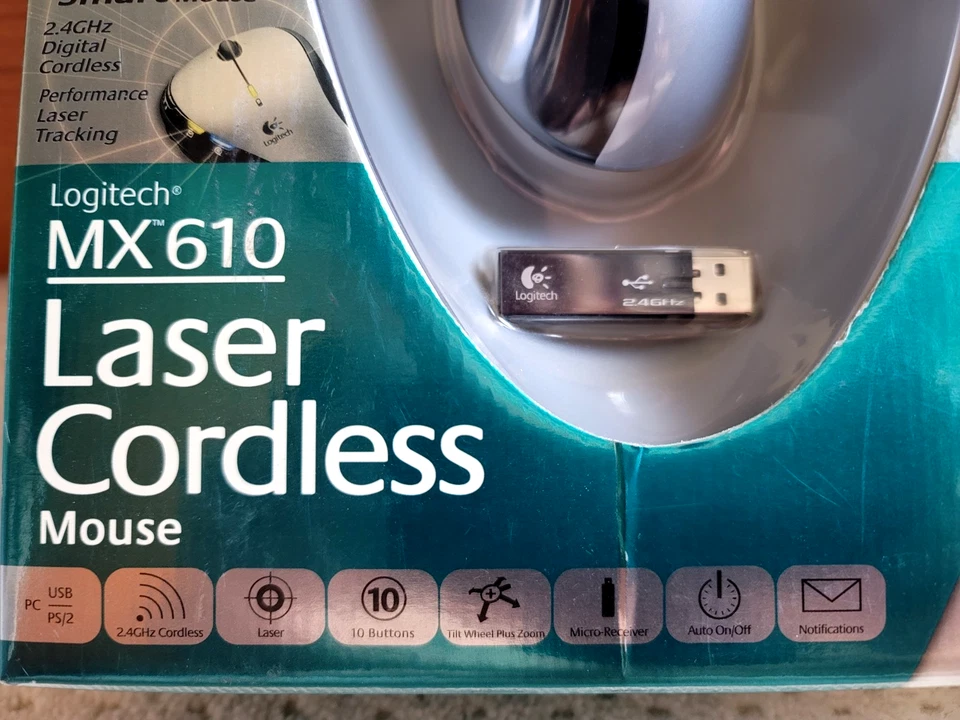 RARE BRAND NEW SEALED Logitech MX 610 MX610 Wireless Cordless Smart Laser Mouse - Image 2 of 4