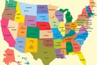 50 States and Capticals of United States Map of America Colorful Poster Map