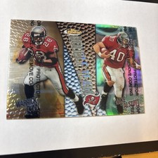 1999 Topps Finest Double Team Right Side Refractor Warrick Dunn Mike Alstott DT7