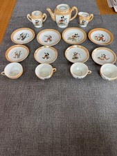 VINTAGE 1930's DISNEY MICKEY MOUSE PORCELAIN LUSTERWARE TOY TEA SET WO BOX JPN