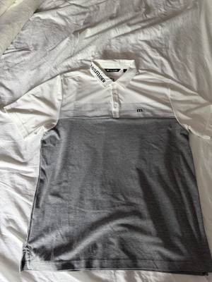 Travis Mathew X- Large Tour Issue Golf Shirt White- Gray NWOT