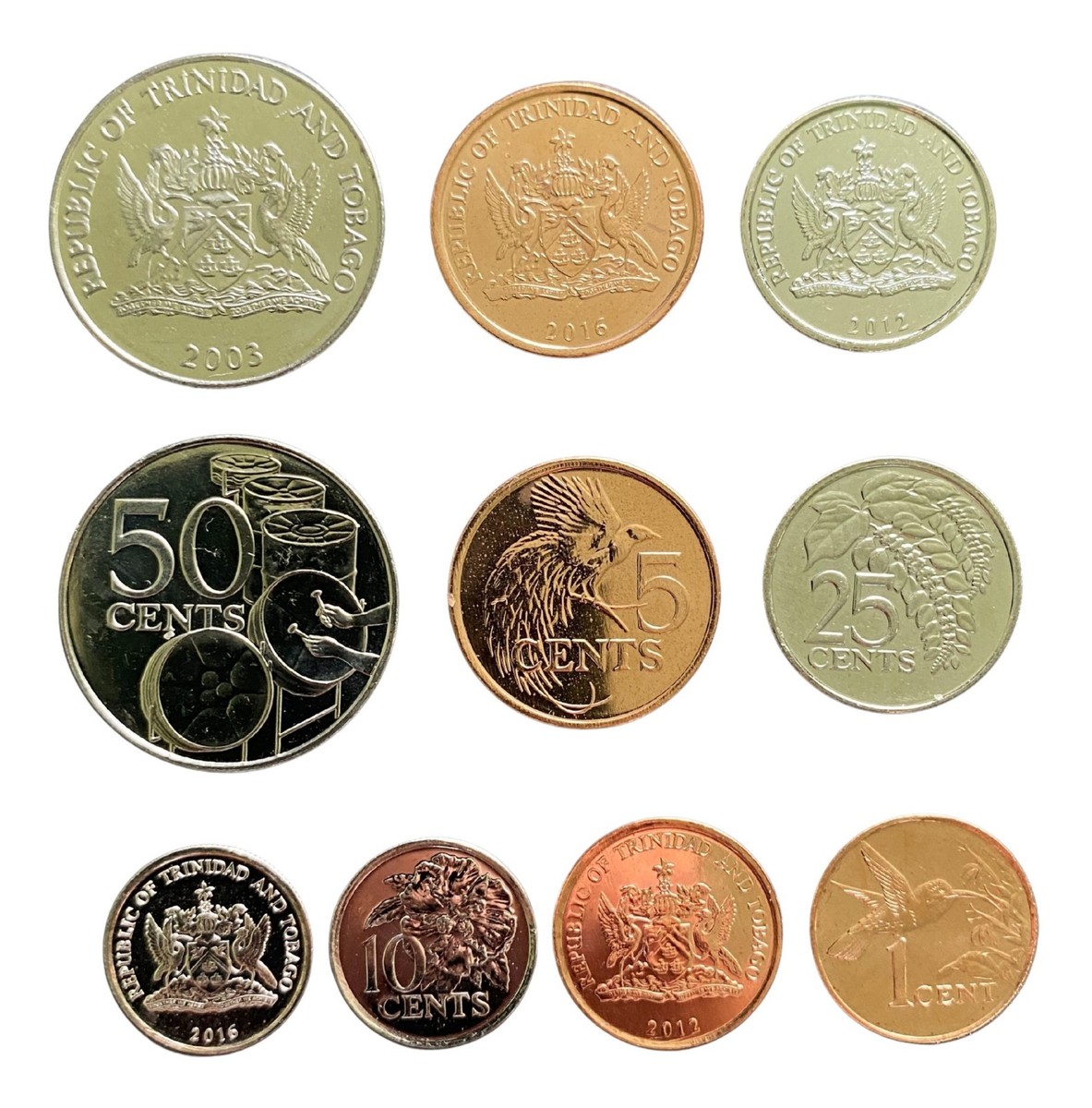 トリニダード　【Gomez 16】 Trinidad & Tobago 5 Coins Set 1, 5, 10, 25, 50 Cents UNC World