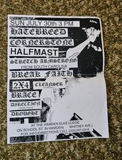 Original July 30 1995 Hatebreed Show Flyer Hardcore Punk Rock Vintage Hamden 
