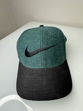 Vintage 90  s Nike Wool Blend Hat Cap Swoosh Logo Strap Back White Tag