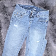 American Eagle Jeans Light Wash Blue Denim Di...