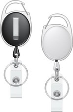 2 Pack Retractable Badge Reel for Badge Holder Black White Heavy Duty