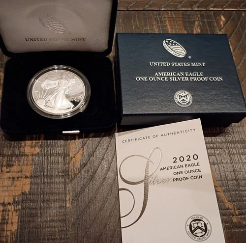 2020-W Proof $1 American Silver Eagle Box, OGP & COA 20EA