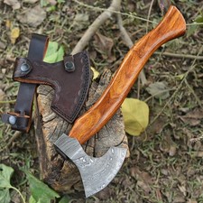 CUSTOM Hand FORGED DAMASCUS STEEL VIKING OUTDOOR CAMPING HATCHET TOMAHAWK Axe
