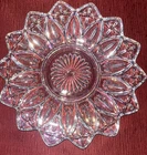 Federal Glass Petal Pattern Pressed Design Clear Candy Dish Vintage