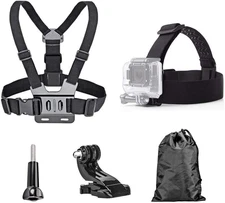 4 in 1 Chest Strap and Head Mount for Gopro Hero 12, 11, 10, AKASO EK7000, Brave