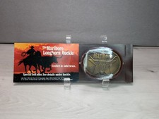 Vintage 1987 MARLBORO Western Steer Star Promo Belt Buckle Tobacco Solid Brass