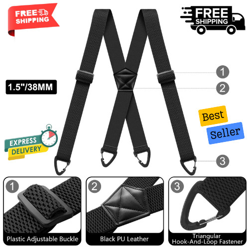 Suspenders for Men Heavy Duty, X Shape Back Hidden Suspender 1.5