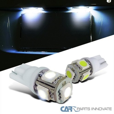 2PC T10 Wedge 194 White LED SMDX5 Side Marker License Plate Bulbs
