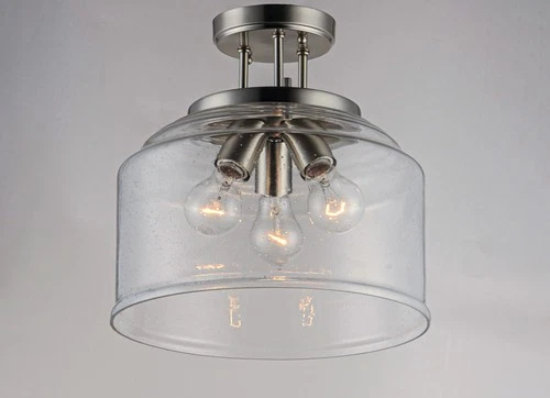 Maxim 12271CD Acadia 3 Light 13"W Semi-Flush Drum Ceiling Fixture - Nickel - Picture 4 of 12